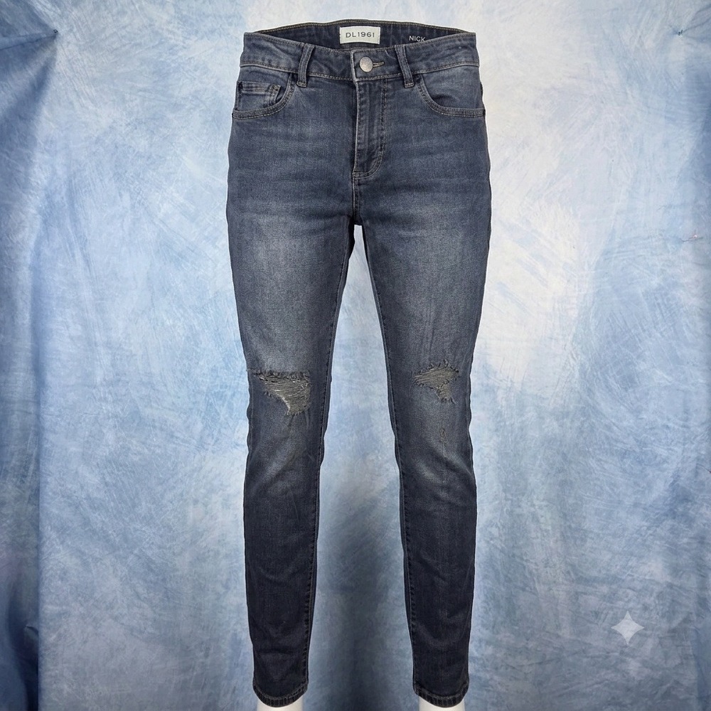 DL1961 Nick Slim Fit Distressed Jeans Mens 28x34 Dark Wash Ripped Denim Pants